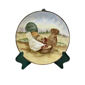 William Lawrence Fine Bone China Feeding Rooster and Hens Dish 8"